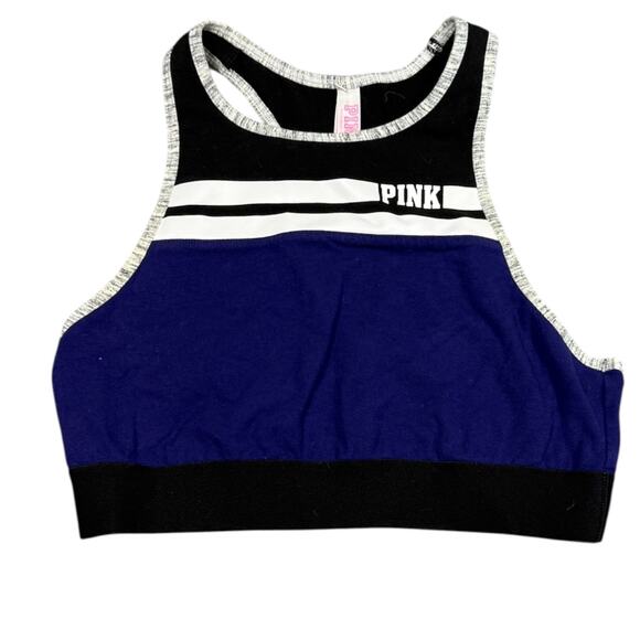 NEW- Victoria’s Secret PINK Colorblock Sports Bra Blue Black White Size Small - Picture 2 of 4